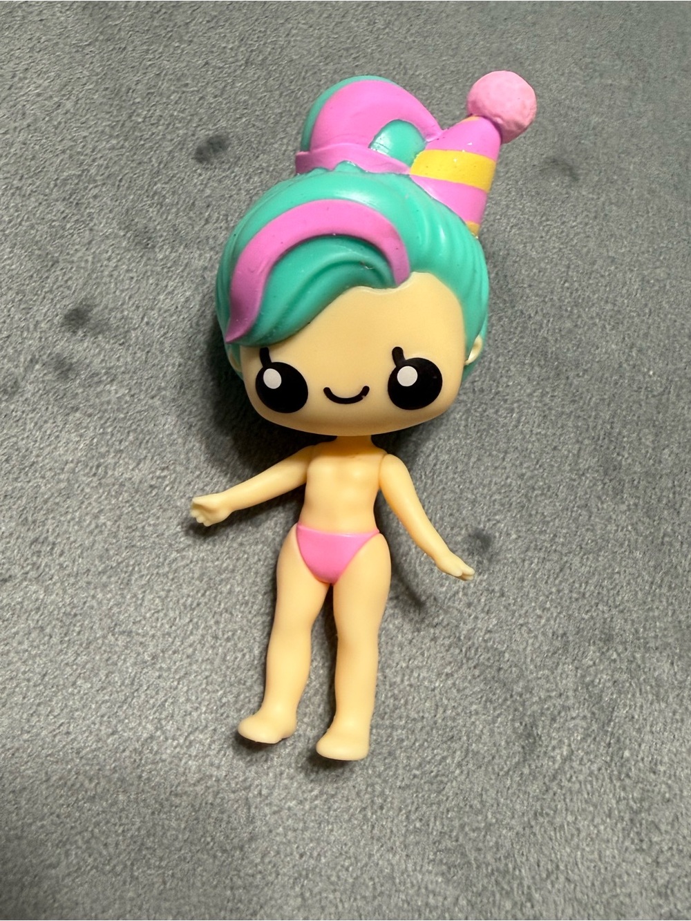 Recyclies Celebrations Doll Colorful Party Hat Pink Turquoise Hair